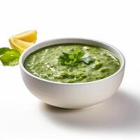 AI generated Palak soup closeup photo