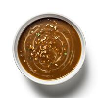 AI generated Turtle soup closeup isolated on white background photo