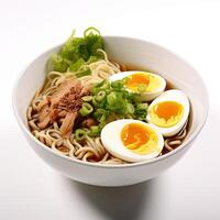 ai generado ramen sopa de cerca foto