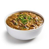 AI generated Turtle soup closeup isolated on white background photo
