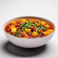 AI generated vegetables soup closeup photo