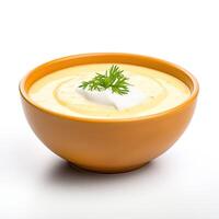 AI generated bisque soup closeup isolated on white background photo