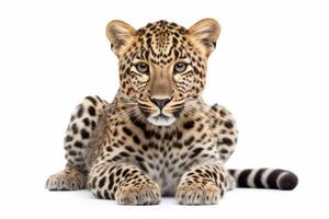 AI generated leopard isolated on plain background photo