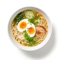 ai generado ramen sopa de cerca foto