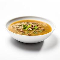 AI generated Turtle soup closeup isolated on white background photo