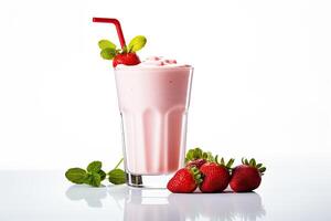 AI generated strawberry milkshake close up photo