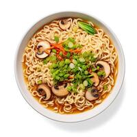 AI generated Ramen soup closeup photo