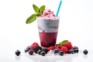 AI generated berry milkshake close up photo