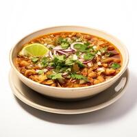 AI generated Posole soup closeup photo