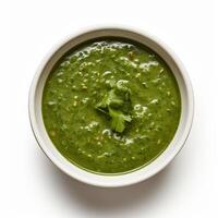 AI generated Palak soup closeup photo