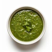 AI generated Palak soup closeup photo