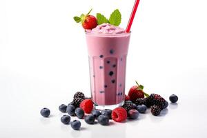 AI generated berry milkshake close up photo