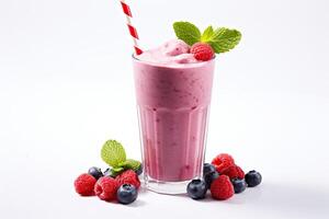 AI generated berry milkshake close up photo