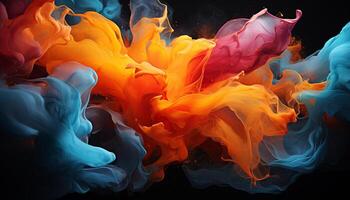AI generated Abstract flame ink paint colors in multi colored motion wave creativity generated by AI photo