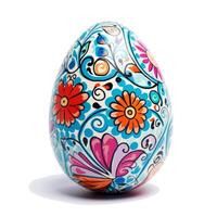 AI generated Handmade decorated colorful Easter egg on transparent background photo