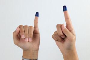 Blue Ink Spots from the Fingers of Indonesia's Presidential Election photo