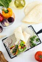 Mexican Tortilla Wraps with Chicken and Vegetables photo