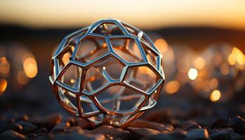 AI generated Shiny glowing sphere illuminates vibrant Christmas decoration in abstract pattern generated by AI photo