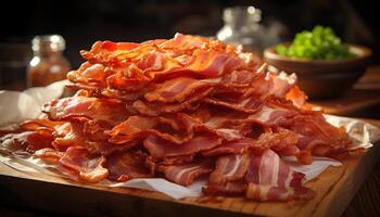 AI generated Freshness and gourmet slice of smoked prosciutto generated by AI photo