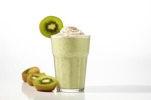 AI generated Kiwi milkshake isolated on white background photo