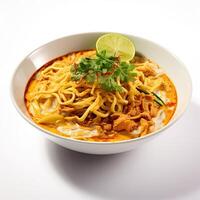 AI generated Khao soi soup closeup photo