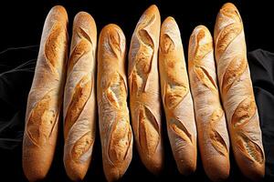 AI generated French bread close up photo