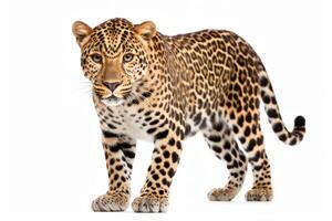 AI generated leopard isolated on plain background photo