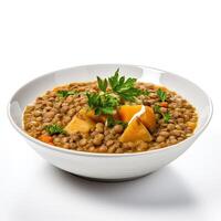 AI generated lentil soup closeup photo