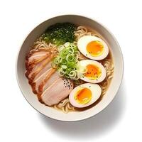 ai generado ramen sopa de cerca foto