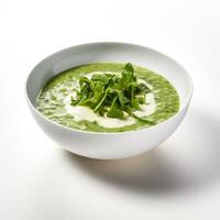 AI generated Watercress soup closeup photo