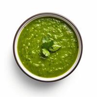 AI generated Palak soup closeup photo