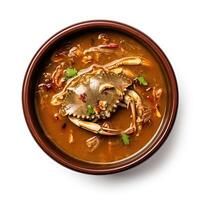 AI generated Turtle soup closeup isolated on white background photo