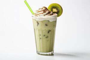 AI generated Kiwi milkshake isolated on white background photo