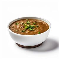 AI generated Turtle soup closeup isolated on white background photo