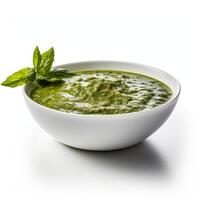 AI generated Palak soup closeup photo