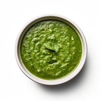 AI generated Palak soup closeup photo