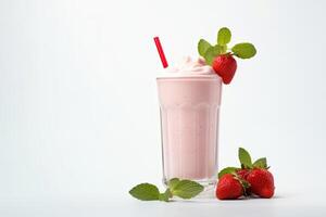 AI generated strawberry milkshake close up photo