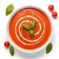 AI generated tomato soup closeup photo