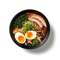 AI generated Ramen soup closeup photo