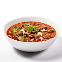 AI generated Posole soup closeup photo