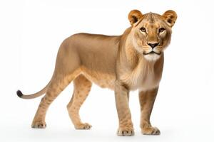 AI generated lioness isolated on white background photo