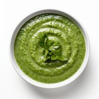 AI generated Palak soup closeup photo