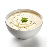 AI generated bisque soup closeup isolated on white background photo