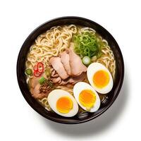 AI generated Ramen soup closeup photo