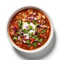 AI generated Posole soup closeup photo