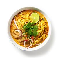 AI generated Khao soi soup closeup photo