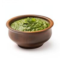 AI generated Palak soup closeup photo