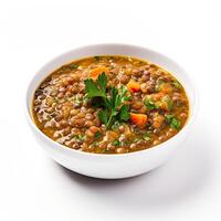 AI generated lentil soup closeup photo