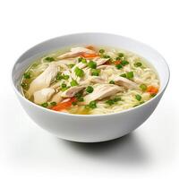 AI generated Chicken soup with vegetables closeup photo