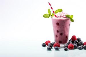 AI generated berry milkshake close up photo